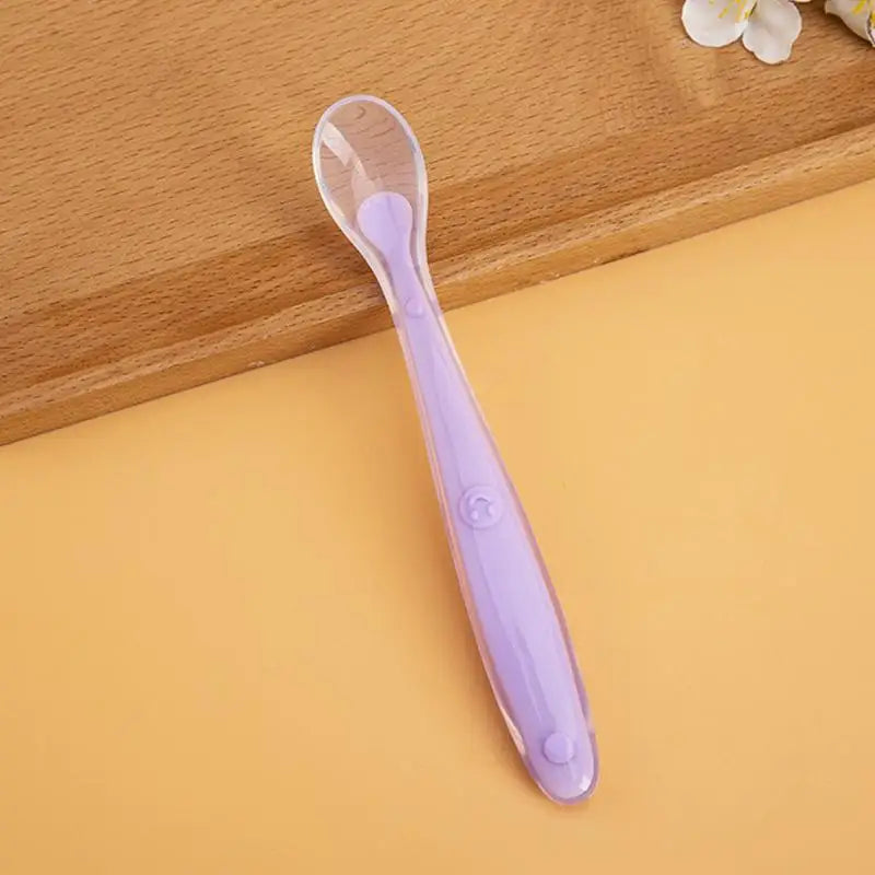 Silicone Spoons Baby Feeder Silicone Spoon with Soft-Tip Dishwasher Safe Baby Child Spoon Boil-Proof Toddler Self Feeding