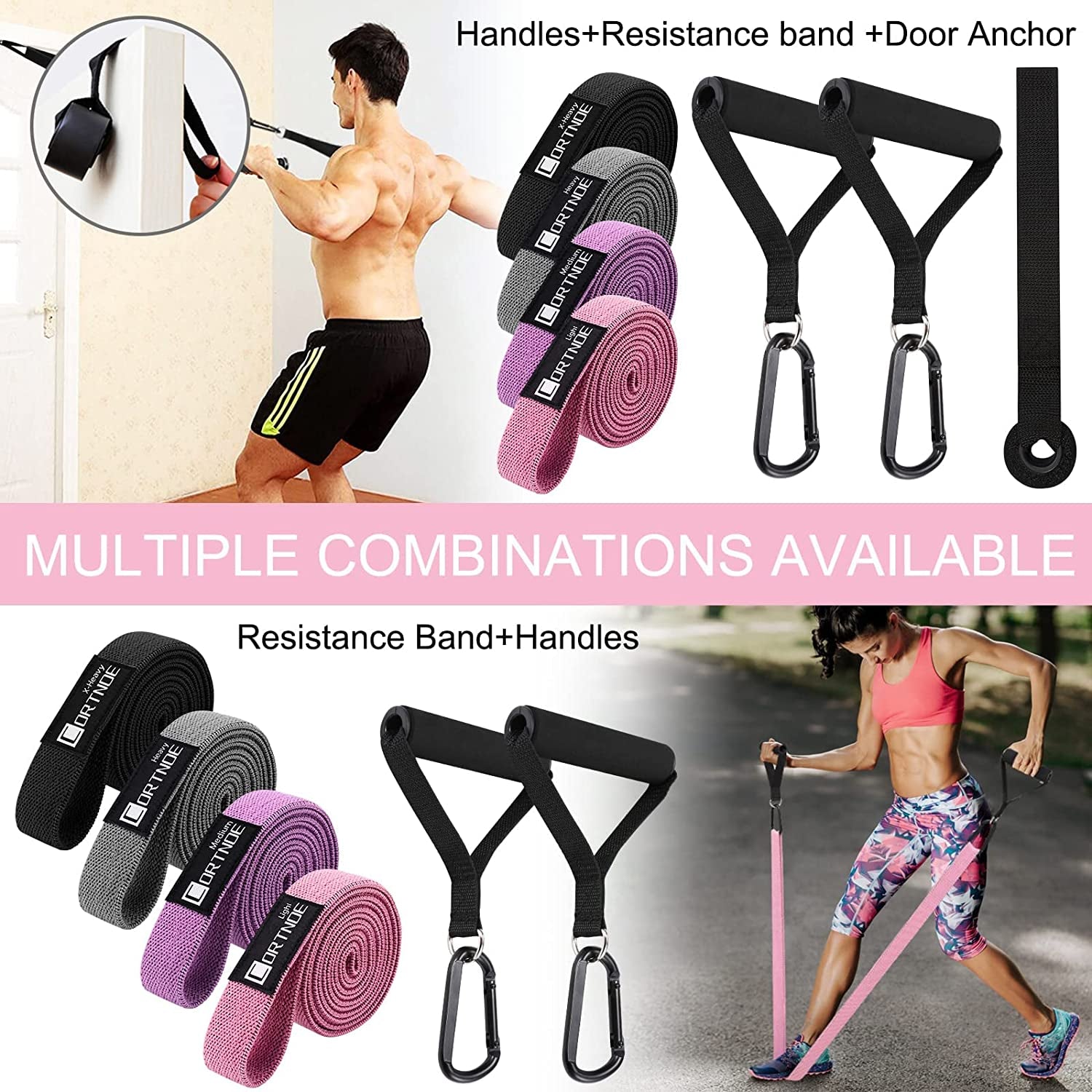 Fabric Long Resistance Bands - Pull up Bands Pull up Assistance Bands Long Workout Bands with Handles, Exercise Bands for Working Out