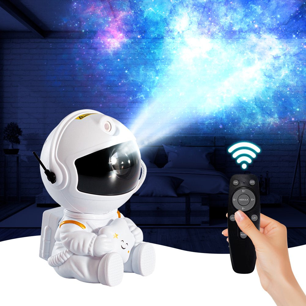 Astronaut Projector Night Light, Star Projector Galaxy Night Light, Astronaut Starry Nebula Ceiling LED Lamp with Timer and Remote, Gift for Kids Adults for Bedroom, Christmas, Birthdays, White