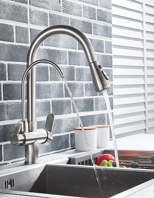 Load image into Gallery viewer, Water Filter Faucet Kitchen Faucets Dual Handle Filter Faucet Mixer 360 Degree Rotation Water Purification Feature Taps
