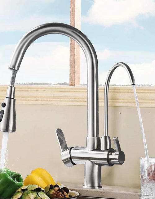 Load image into Gallery viewer, Water Filter Faucet Kitchen Faucets Dual Handle Filter Faucet Mixer 360 Degree Rotation Water Purification Feature Taps
