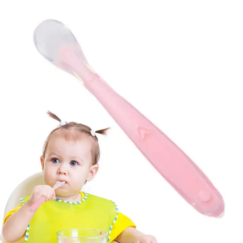 Silicone Spoons Baby Feeder Silicone Spoon with Soft-Tip Dishwasher Safe Baby Child Spoon Boil-Proof Toddler Self Feeding