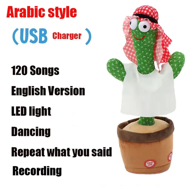 Dancing Cactus Talking Cactus Baby Toys Sing 120Pcs Music Songs Recording USB Charger Repeats What You Say Presents for Kids