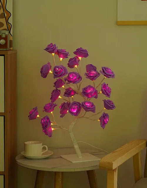 Load image into Gallery viewer, 24 LED Rose Flower Tree Lights USB Table Lamp Fairy Night Light Party Christmas Wedding Bedroom Home Tabletop Decor Girls Gift
