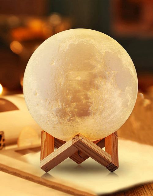 Load image into Gallery viewer, 8Cm Moon Lamp LED Night Light Battery Powered with Stand Starry Lamp Bedroom Decor Night Lights Kids Gift Moon Lamp
