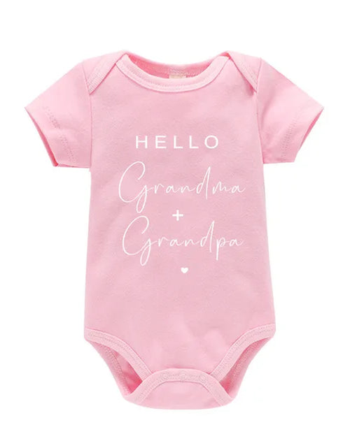 Load image into Gallery viewer, Pregnancy Announcement to Be Grandparents Hello Grandma &amp; Grandpa Baby Bodysuits Infant Baby Boy Girls Clothes Baby Shower Gift
