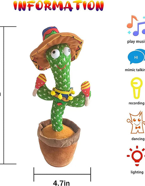 Load image into Gallery viewer, Dancing Cactus Talking Cactus Baby Toys Sing 120Pcs Music Songs Recording USB Charger Repeats What You Say Presents for Kids
