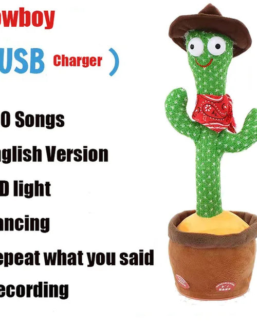 Load image into Gallery viewer, Dancing Cactus Talking Cactus Baby Toys Sing 120Pcs Music Songs Recording USB Charger Repeats What You Say Presents for Kids
