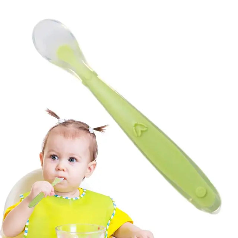 Silicone Spoons Baby Feeder Silicone Spoon with Soft-Tip Dishwasher Safe Baby Child Spoon Boil-Proof Toddler Self Feeding