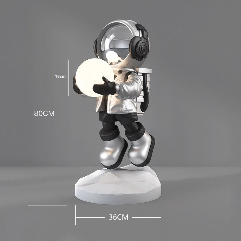 Astronaut Moon Floor Lamp Nordic Modern Resin Handmade Spaceman Floor Lamps for Living Room Bedroom Art Decor LED Standing Lamp