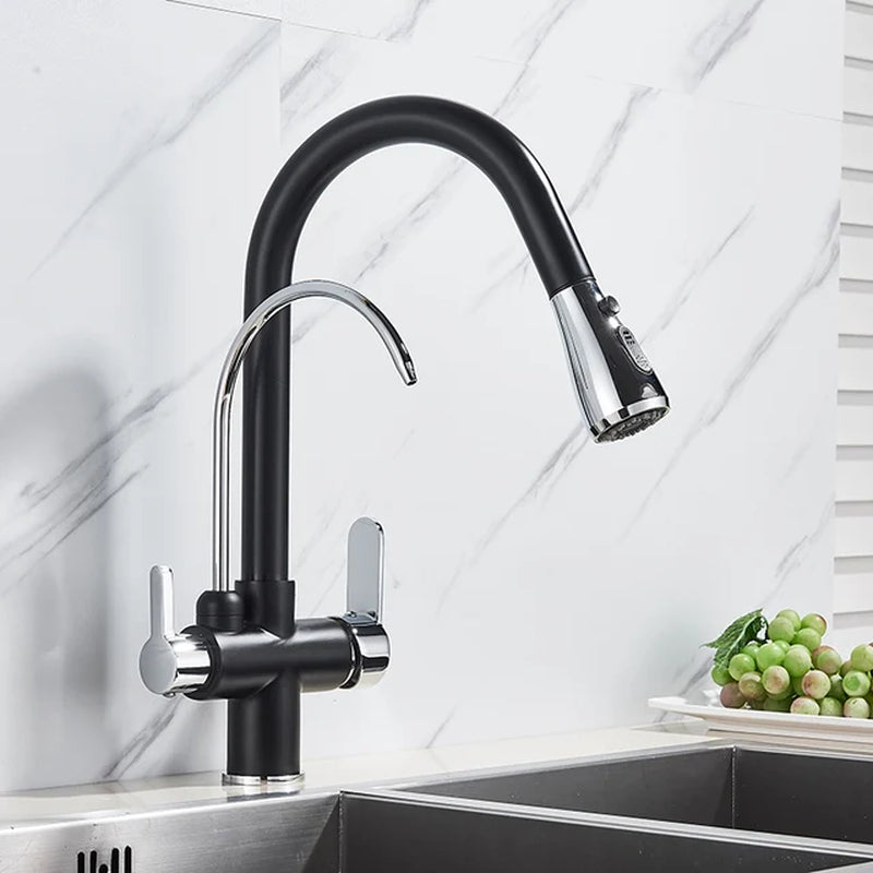 Water Filter Faucet Kitchen Faucets Dual Handle Filter Faucet Mixer 360 Degree Rotation Water Purification Feature Taps