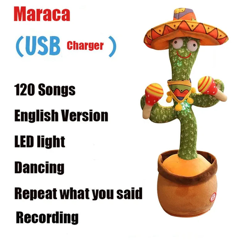 Dancing Cactus Talking Cactus Baby Toys Sing 120Pcs Music Songs Recording USB Charger Repeats What You Say Presents for Kids